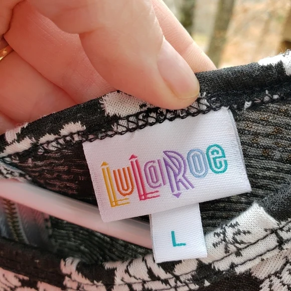 !Lularoe Amelia Black and White Floral Print Dress - Picture 3 of 4